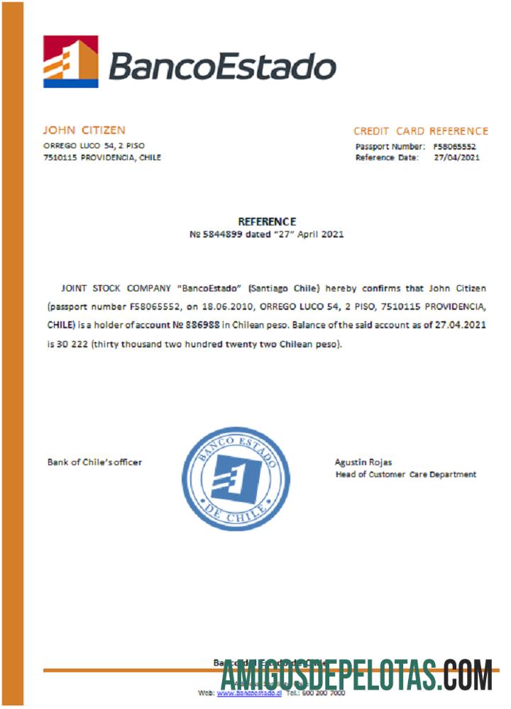 Referência Banco Del Estado do Chile modelo